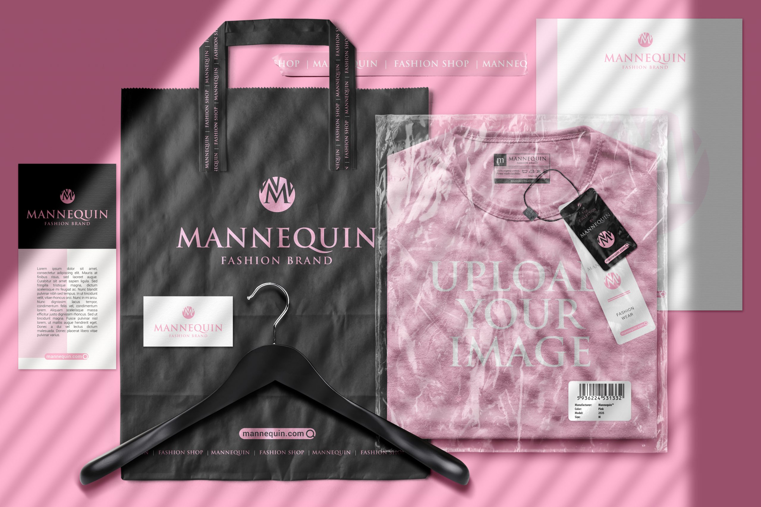 服装品牌透明塑料袋塑封包装袋t恤展示ps样机mockup智能贴图素材