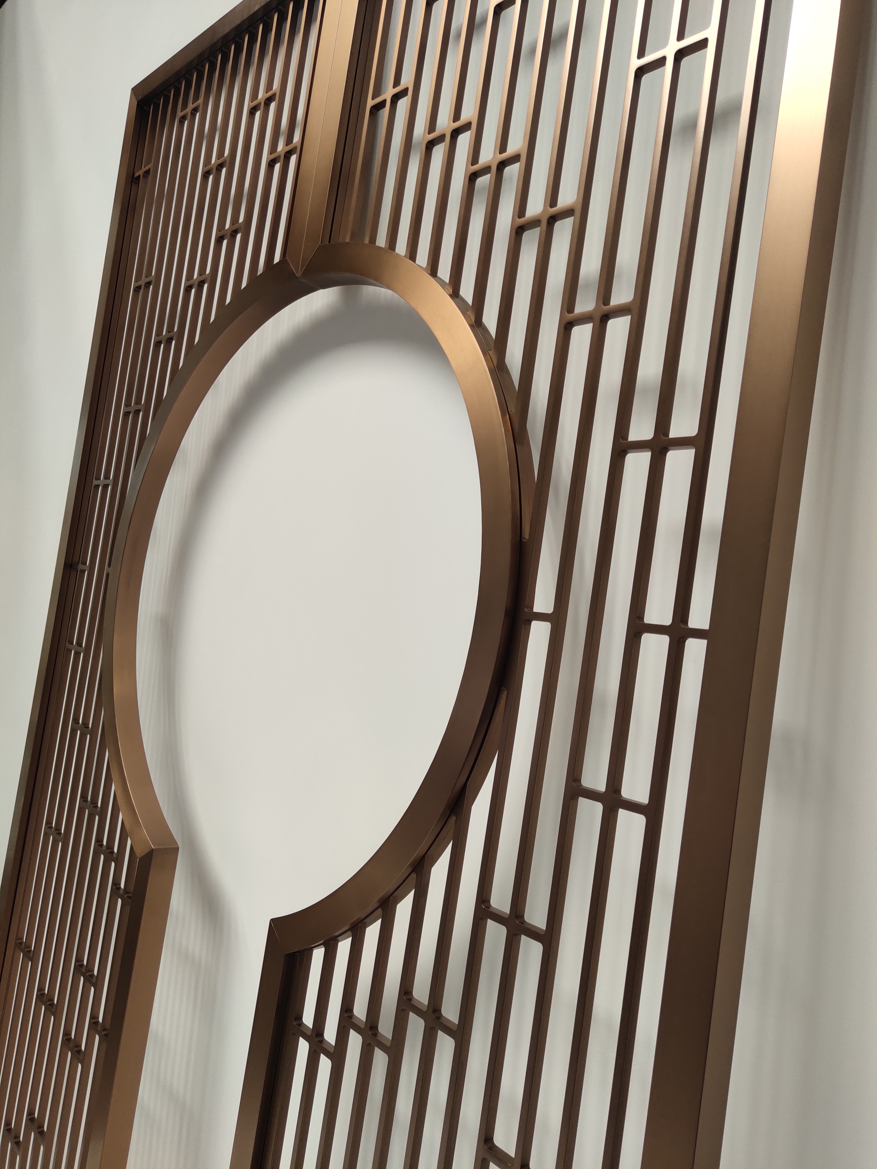 中式不锈钢屏风隔断电镀玫瑰金