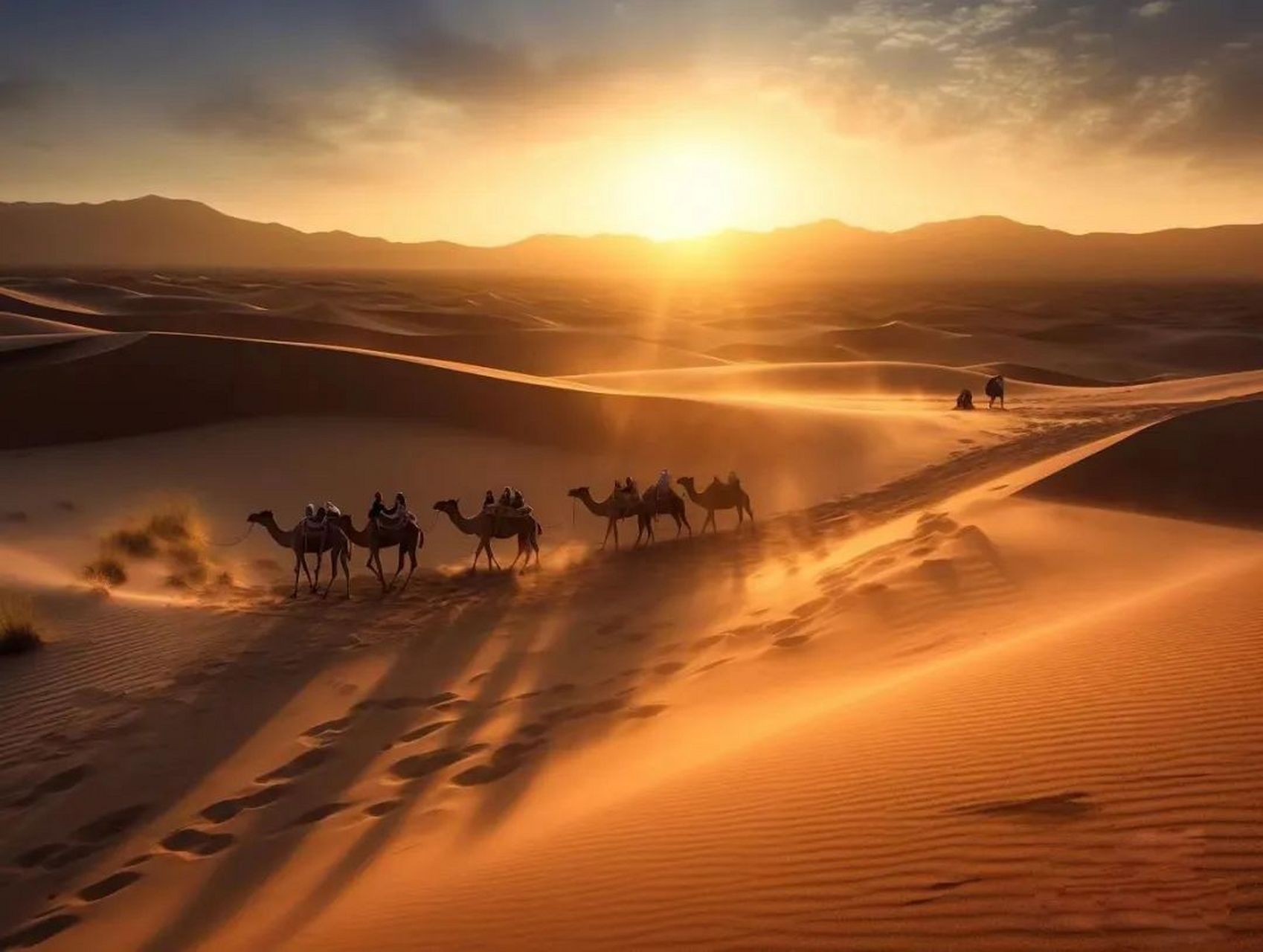 位于新疆塔里木盆地的塔克拉玛干沙漠是中国最大的沙漠.