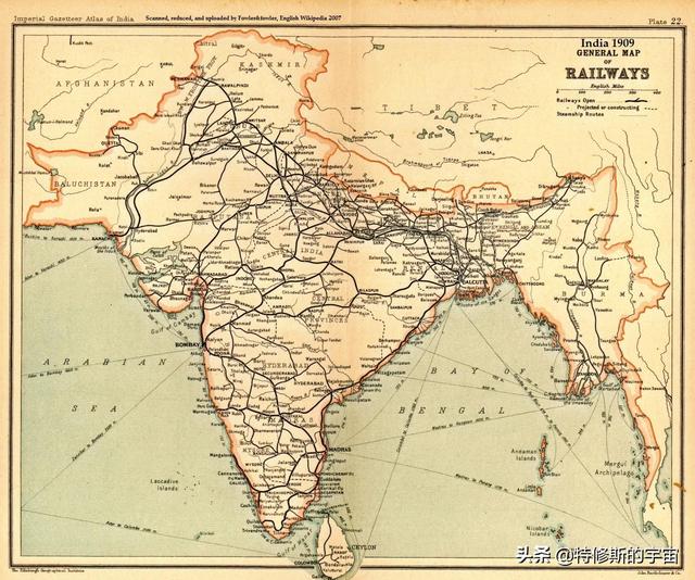 英屬印度1900年代鐵路網