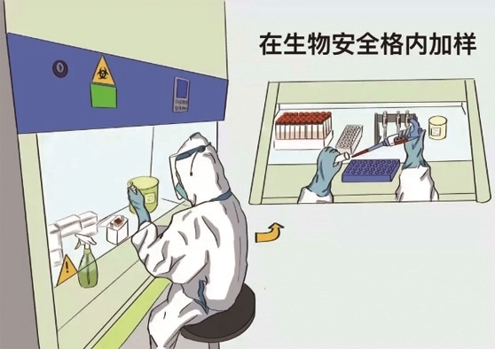 在这组核酸检测漫画中,陈锐融入了工作人员的内心小独白,繁琐机械的