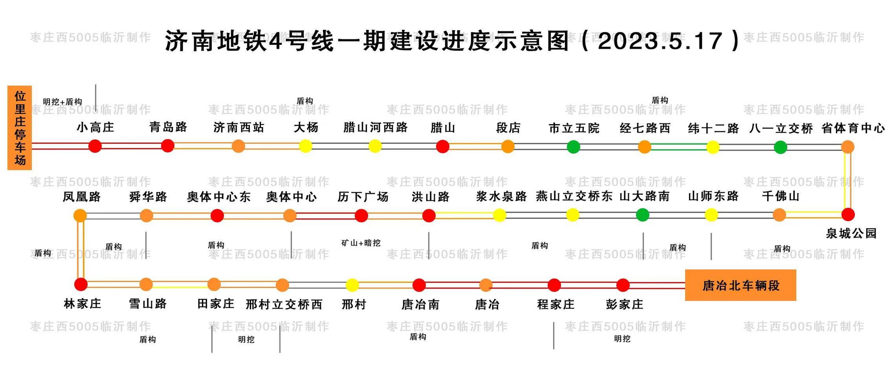 济南地铁4号线一期建设进度更新(2023.5.