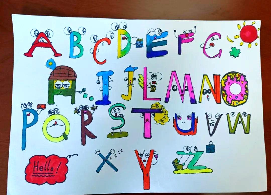 桃州四小英语字母创意画大赛,孩子们用想象力书写26个字母