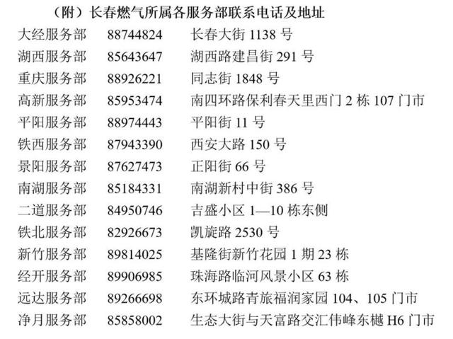 节日临近,长春燃气提醒您安全用气(附各服务部电话)