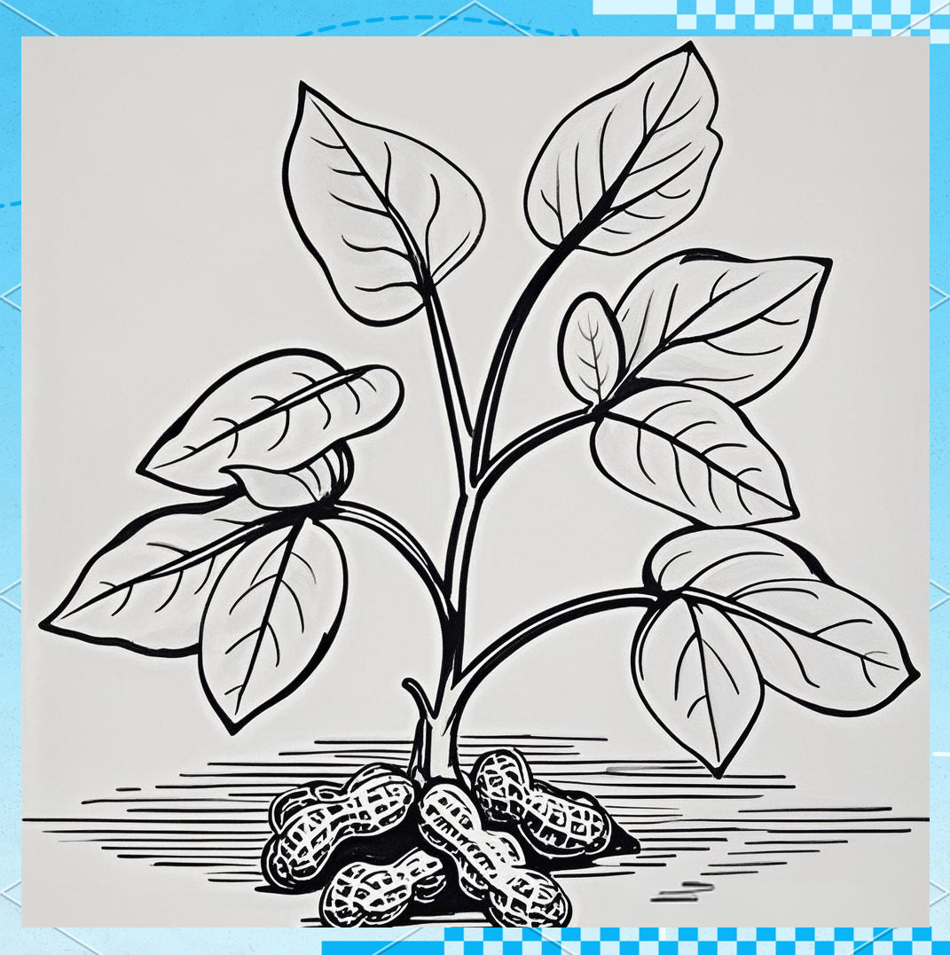 用线描手法画出生机满满的花生苗