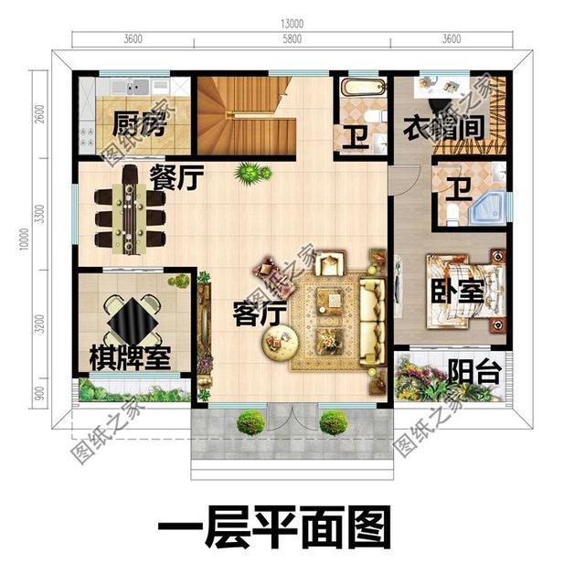 佔地面積:13m*10m,98平方米左右; 建築層高:二層; 建築高度:10.