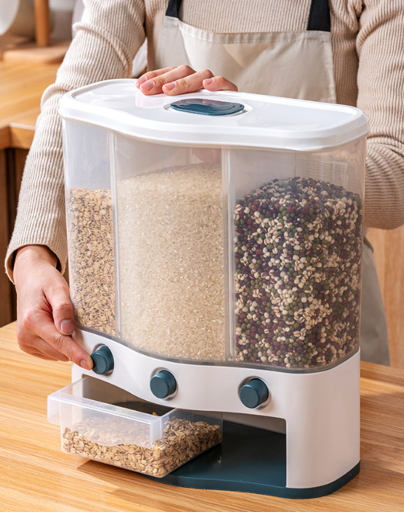 家用储米箱推荐:分格分类杂粮米桶 一桶多用防虫防潮更密封