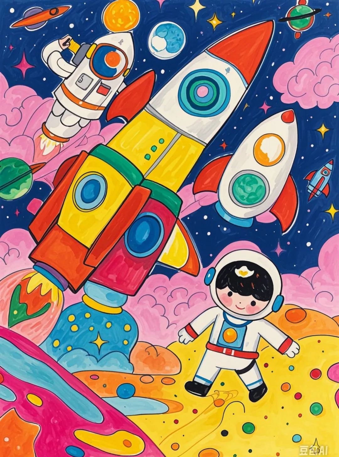 低年龄段科幻科技航天航空未来创想绘画素材精选
