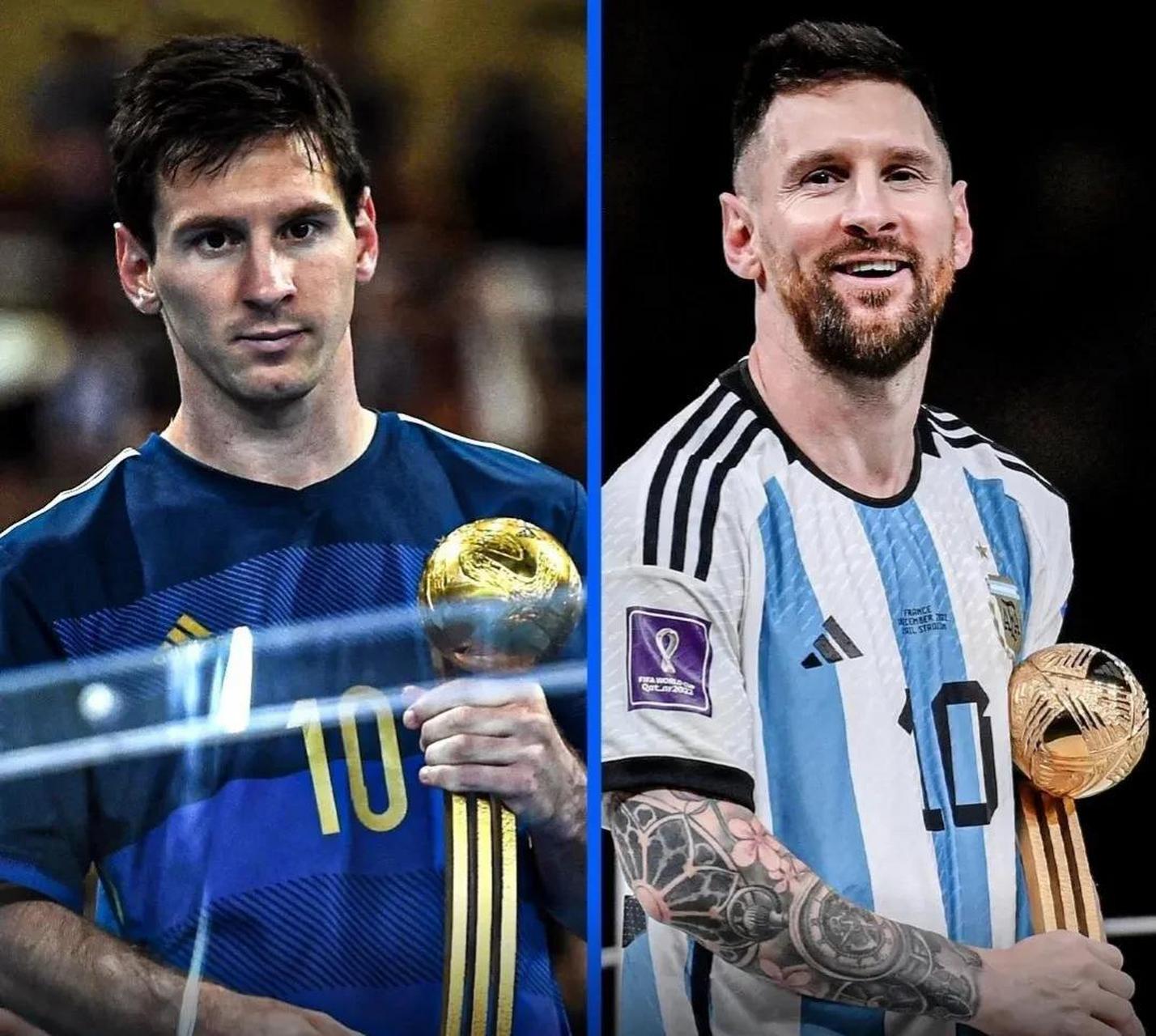 梅西:2014年世界杯 vs 2022年世界杯  比赛场次:7-7 进球:4-7 助攻:1