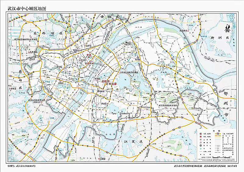 武汉市中心城区划分图图片