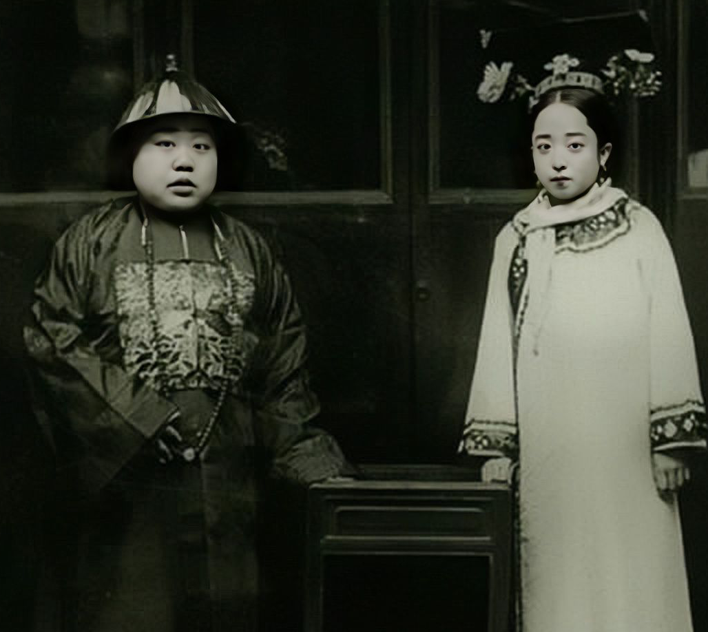 晚清老照片:皇弟溥杰与王妃大婚之喜,肥头大耳的文官与小妾!