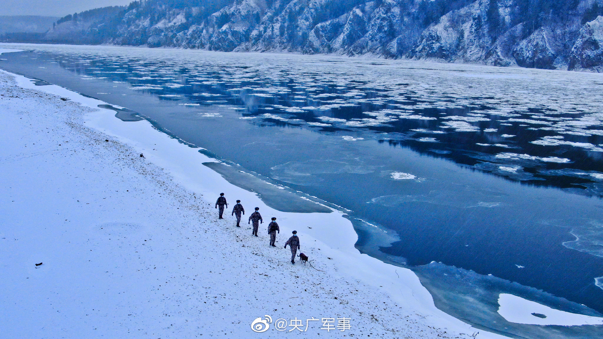 15℃!北极哨所官兵带军犬踏雪巡逻