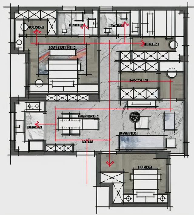 开门正对过道的平面设计