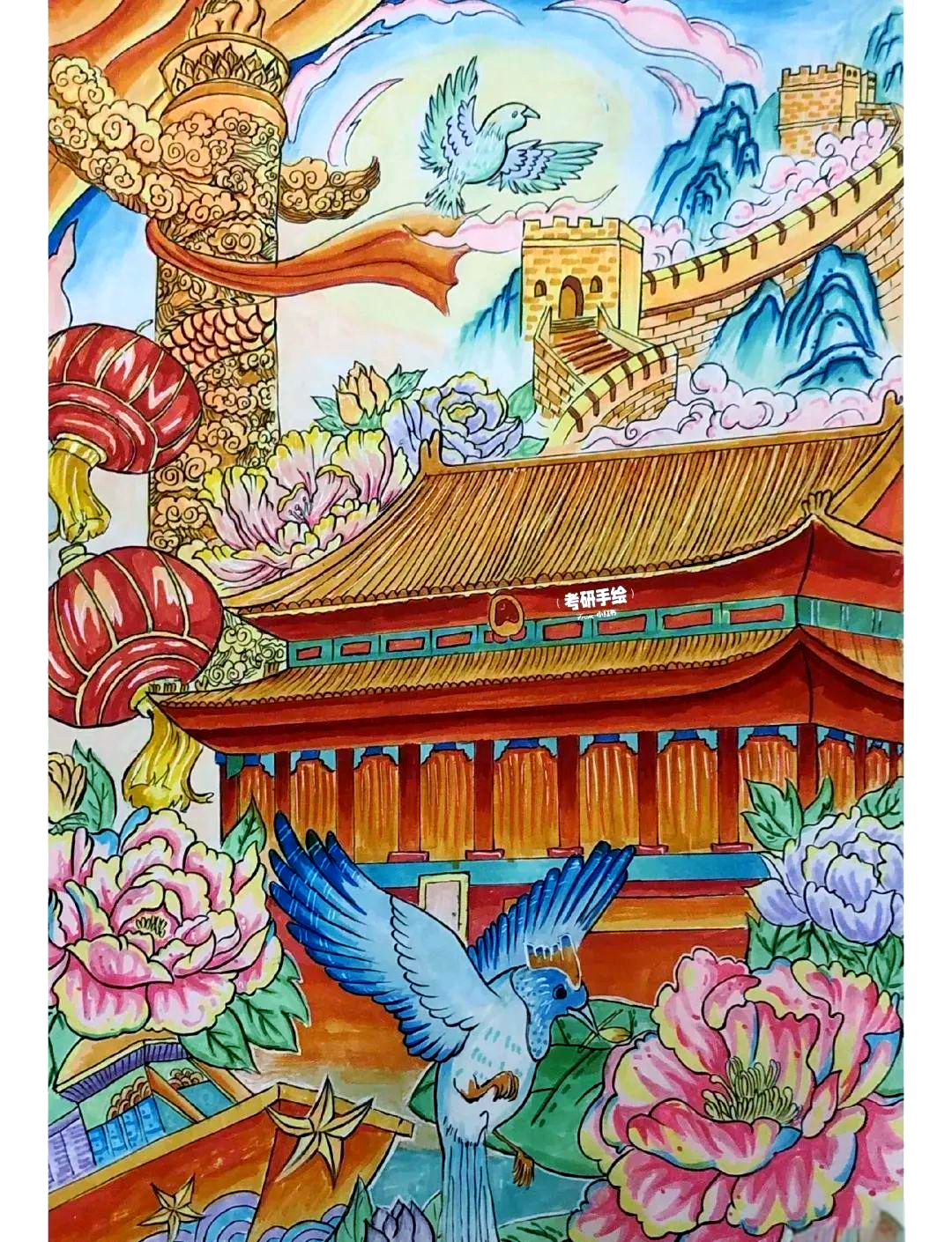 传统文化与科幻元素交融的绘画作品,让美术比赛焕发新意