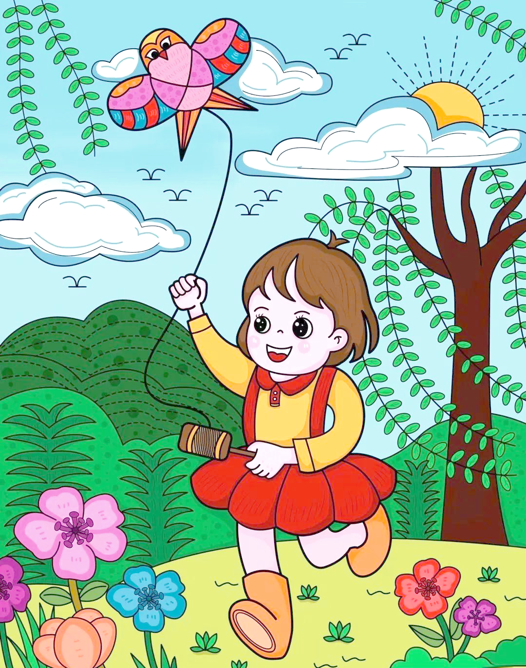 儿童画作中的春天探秘:《记录春天》系列展现多彩春日魅力