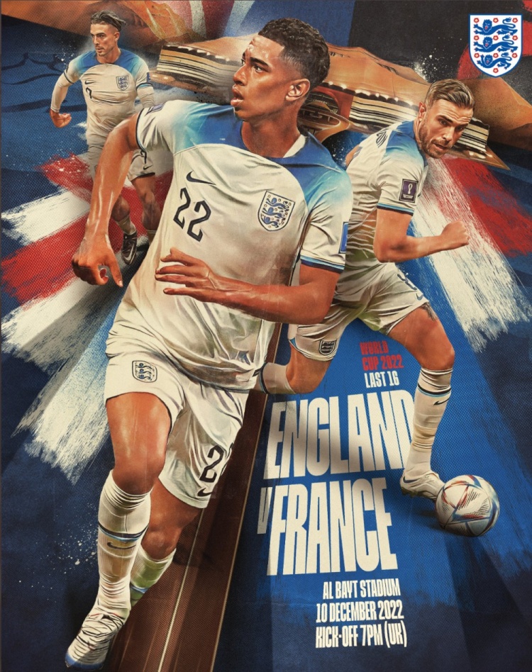 英格兰发布对法国海报贝林厄姆c位亨德森格拉利什出镜