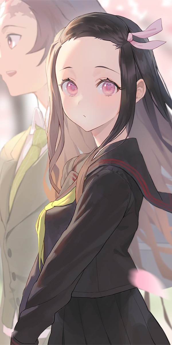 《鬼灭之刃》灶门祢豆子,动漫全面屏壁纸,也可以叫我妻祢豆子