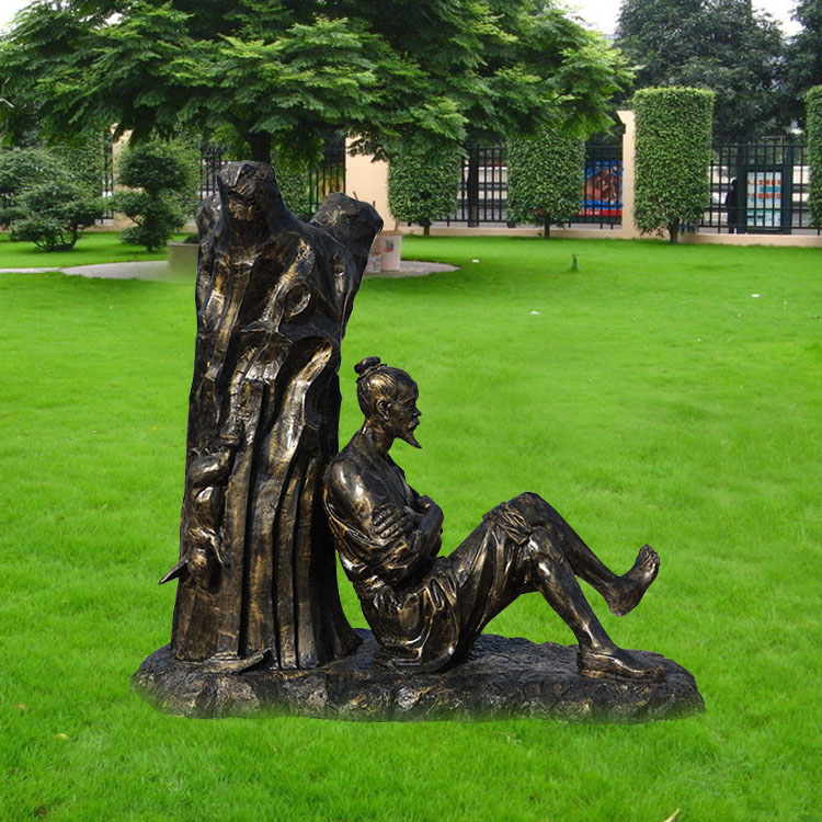 传承中国文化:守株待兔铜雕艺术