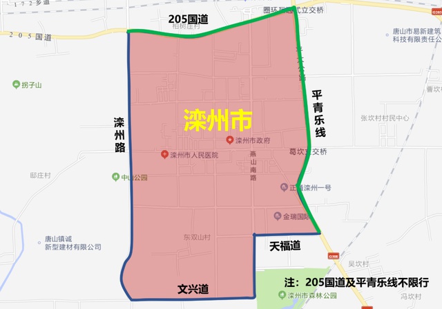 唐山限号区域地图图片