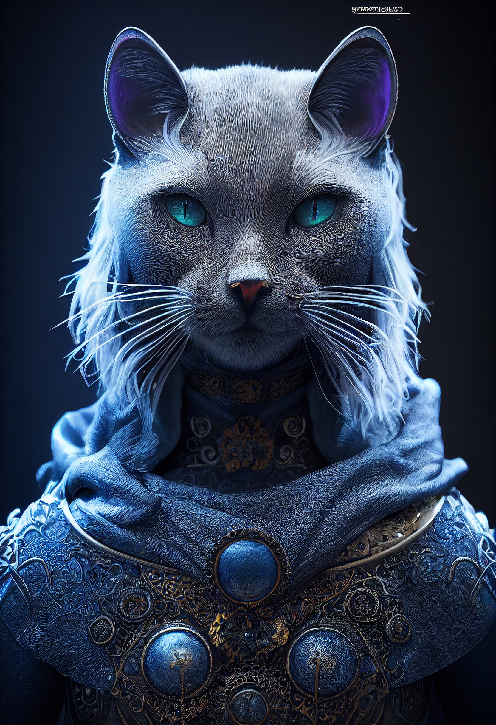 身披银甲的波斯国王猫