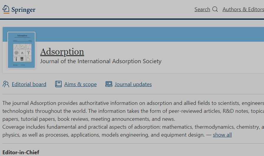 adsorption-journal of the international adsorption society