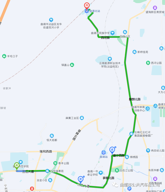 曲靖公交车线路图图片