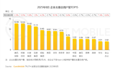 中国互联网用户量最多的企业出炉：腾讯、阿里、抖音前三
