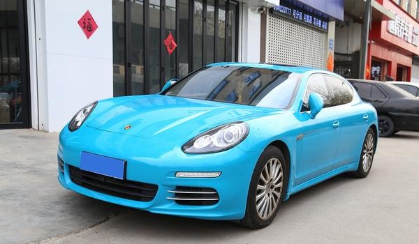 保时捷帕拉梅拉panamera全车改色迈阿密蓝