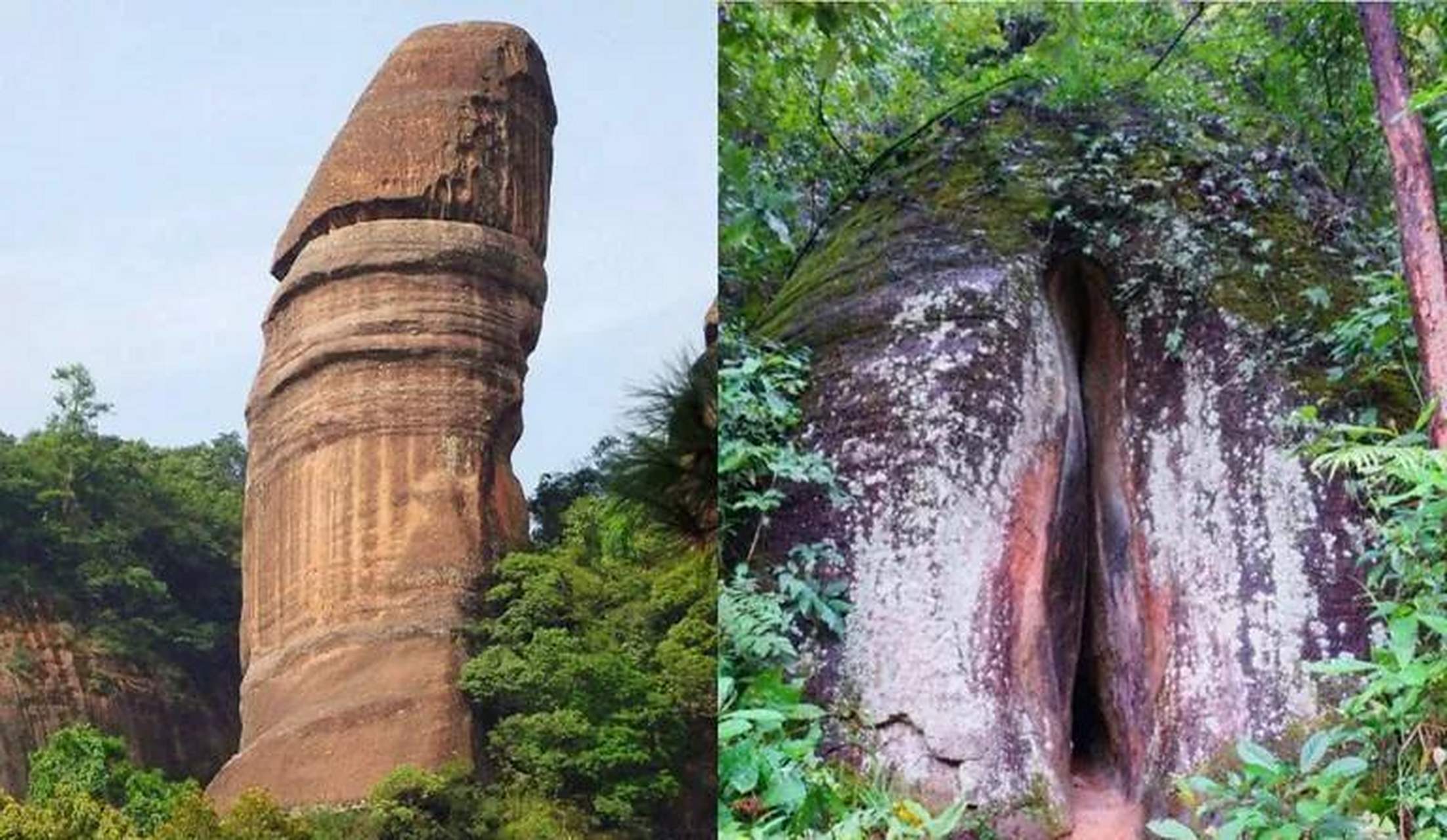 你看被世界地质专家称为天下第一阳元石的雄姿,自然天成阴元石秀美,真