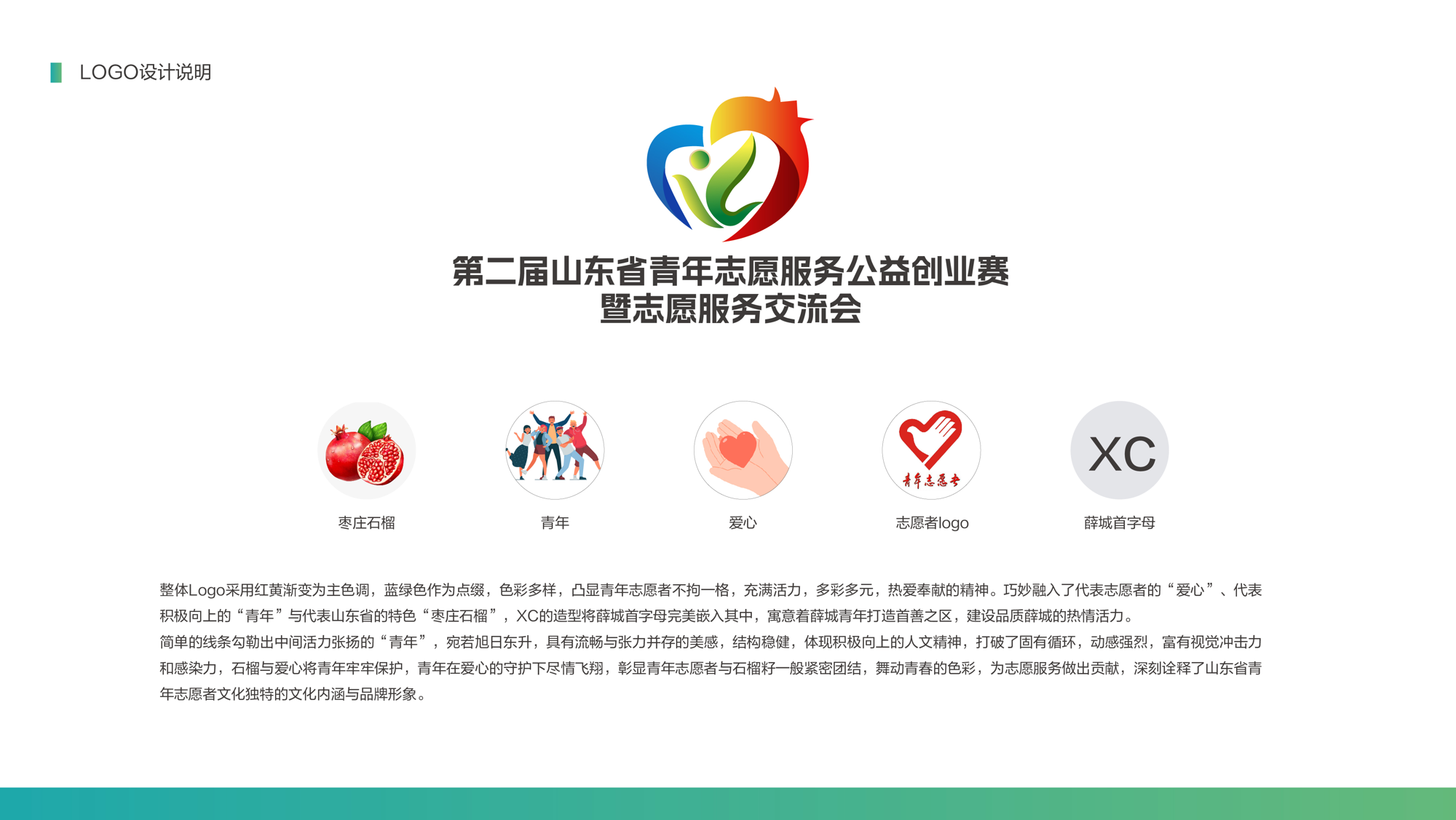 山东省青年志愿服务公益创业大赛吉祥物和logo 寓意薛城青年的乐善与