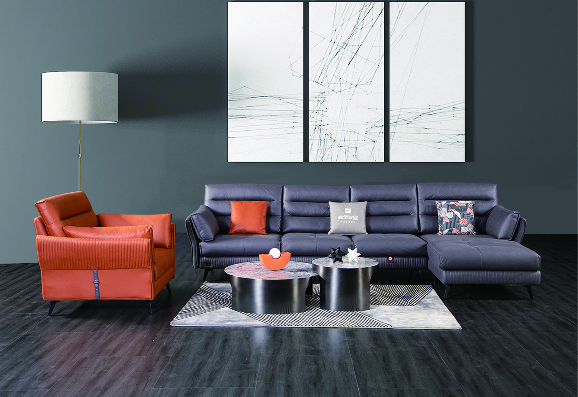 森堡家居的纳帕皮沙发是a级产品,采用顶级头层纳帕皮制作,耐磨耐刮