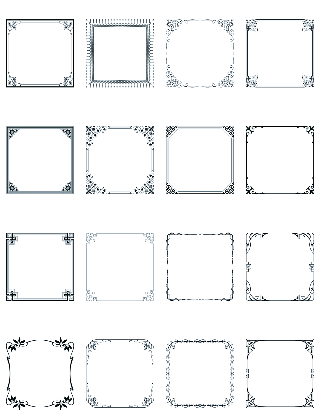丨多种复古欧式花纹边框图案元素装饰背景底纹纹理ai矢量png免抠素材
