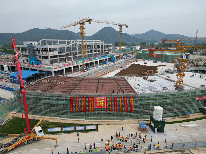宁国市高铁南站站前广场项目主体结构全面封顶