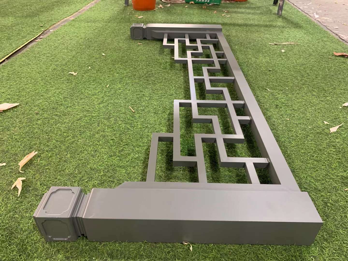 长廊冰裂纹铝挂落 棕色铝挂落万字格