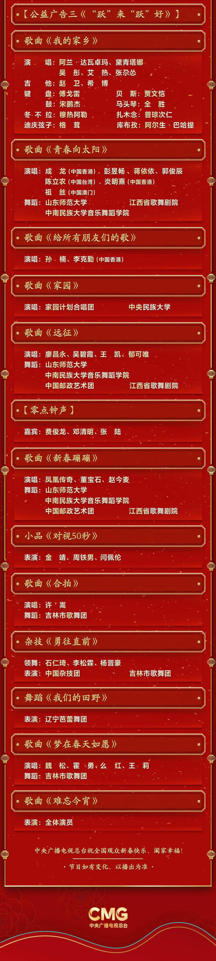 中央广播电视总台《2023年春节联欢晚会》节目单发布