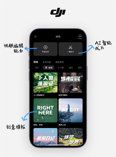 大疆DJI Fly App大升级：新增高光时刻AI一键成片、小人国