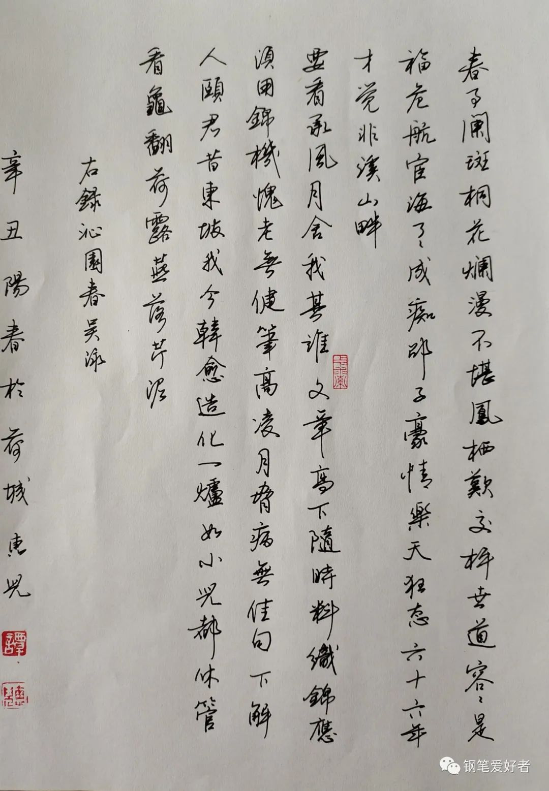 强哥点评:吴泳《沁园春》钢笔字练字打卡作业欣赏