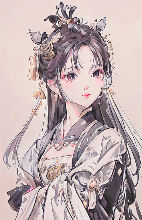 ai绘画,古风画里的倩影:水墨风格小姐姐