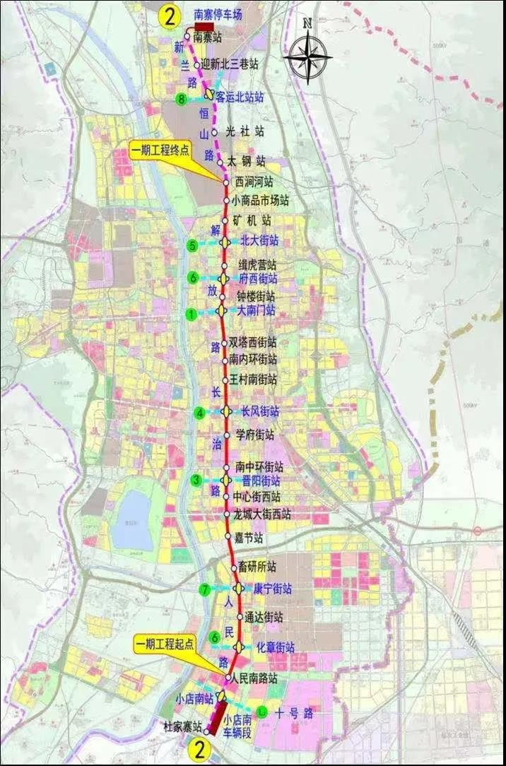 太原二号线地铁线路图图片