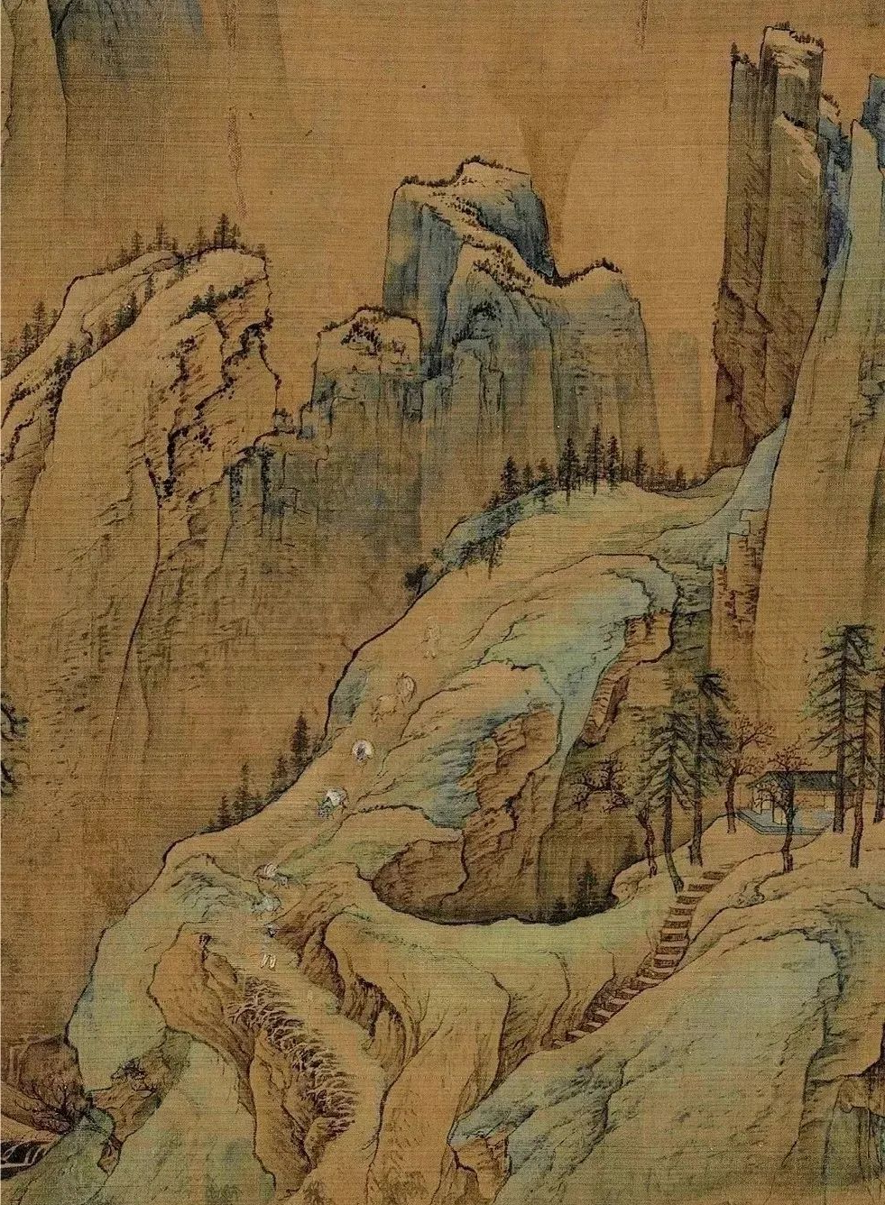 赵伯驹宋山水画《江山秋色图》高清局部欣赏
