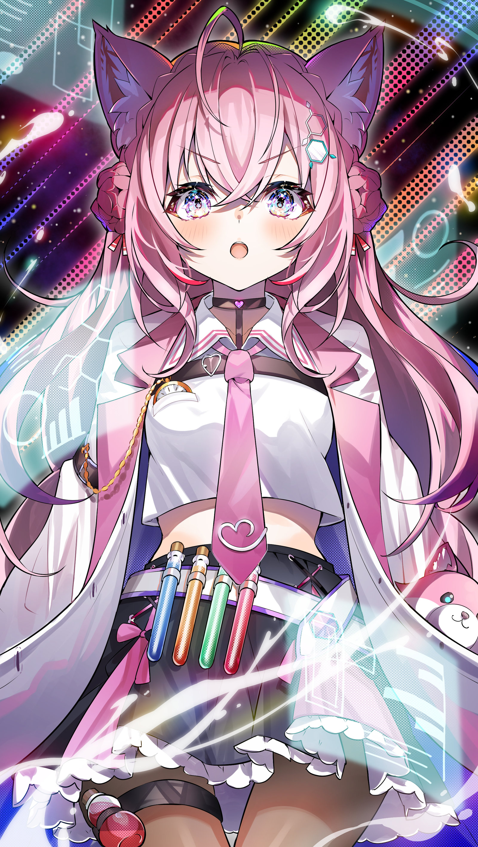 超可爱的虚拟主播同人插画,人物形象元气满满,色彩搭配明快亮丽