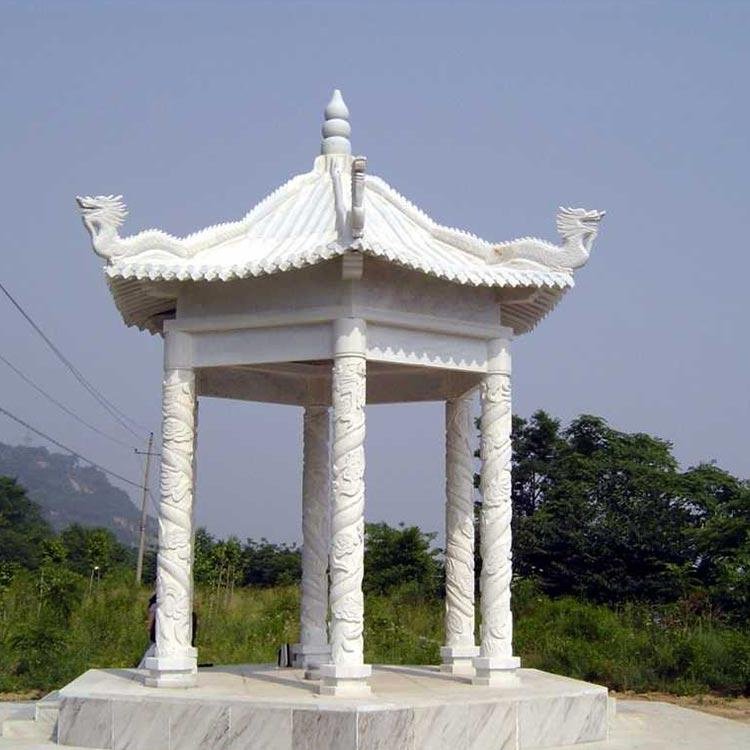 晚霞红石雕凉亭 双层石凉亭 汉白玉石亭子 批发出售