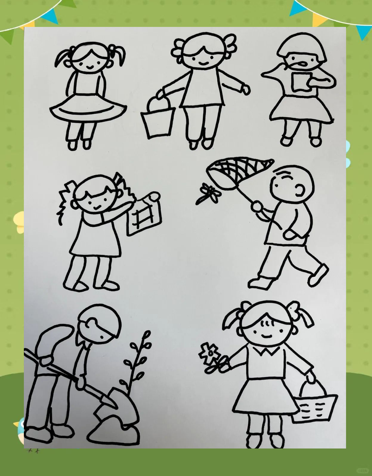 铜川市新区第六幼儿园10月人物简笔画展精选