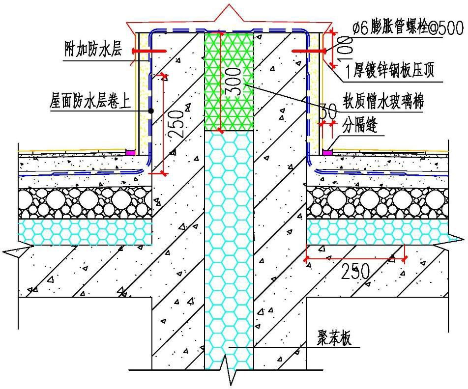 细部做法变形缝立面实施效果变形缝平面实施效果七设备基础较大型:1
