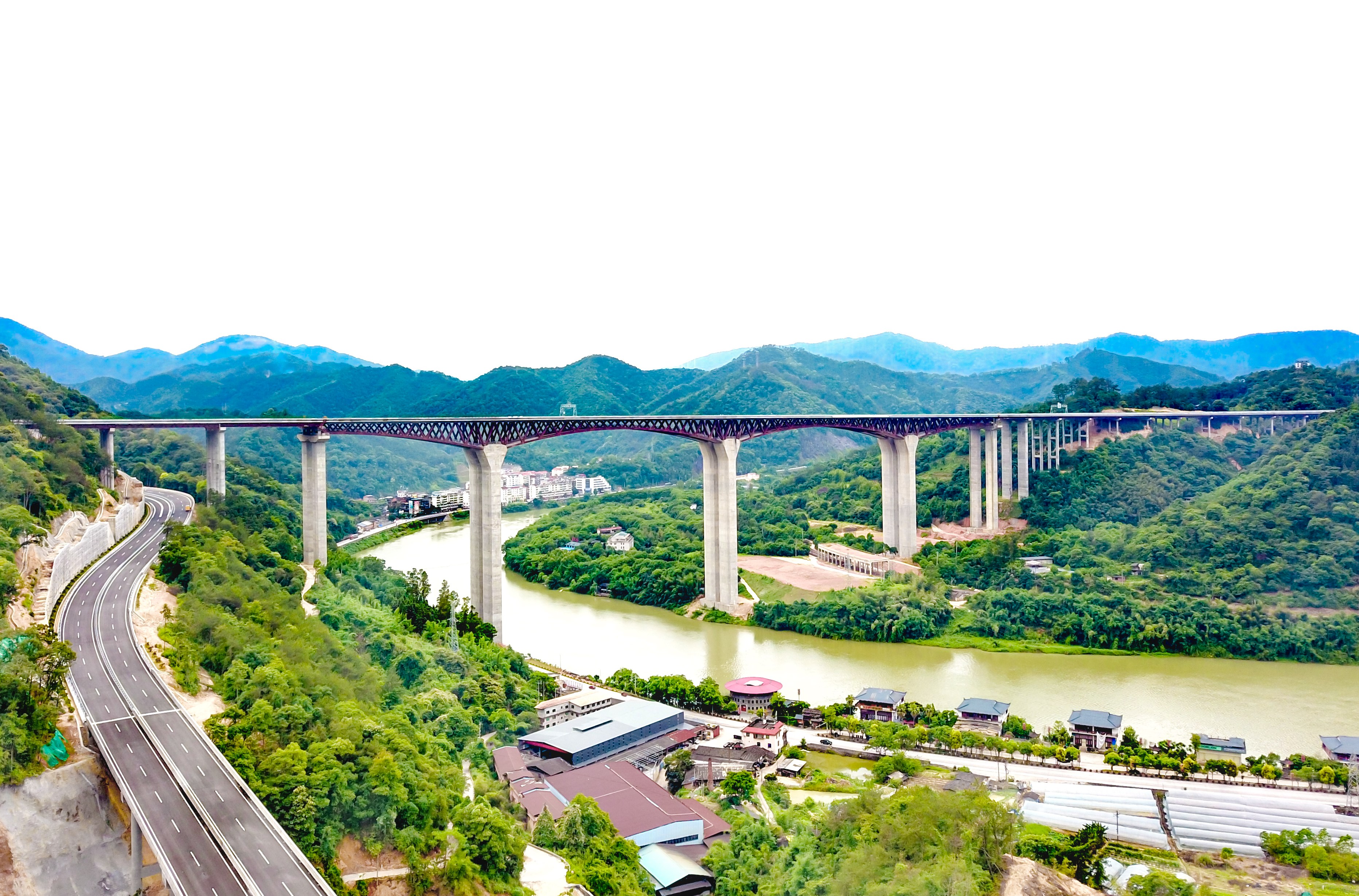 山区高速桥再创新纪录——世界最大跨径钢桁组合连续刚性结构桥正式