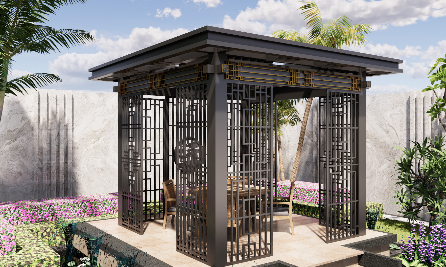 庭院凉亭,新中式铝合金凉亭展示