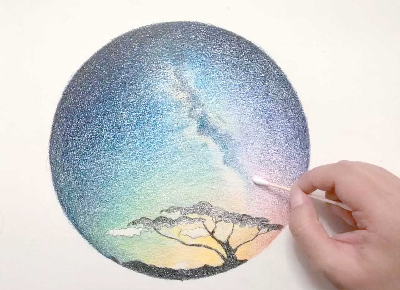用彩色铅笔再现美丽星空的详细教程