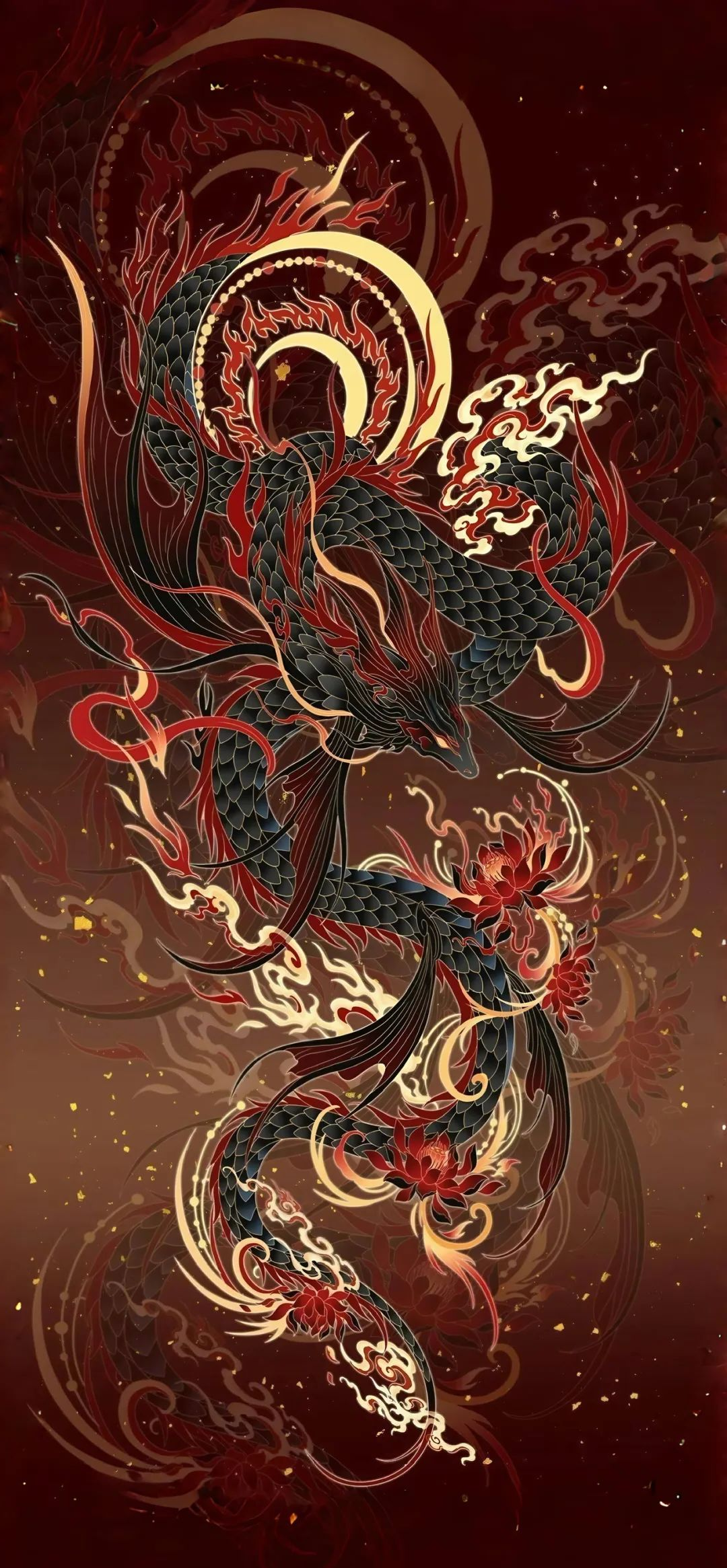 山海经神兽壁纸:烛龙,应龙,凤凰,青鸾的传说形象