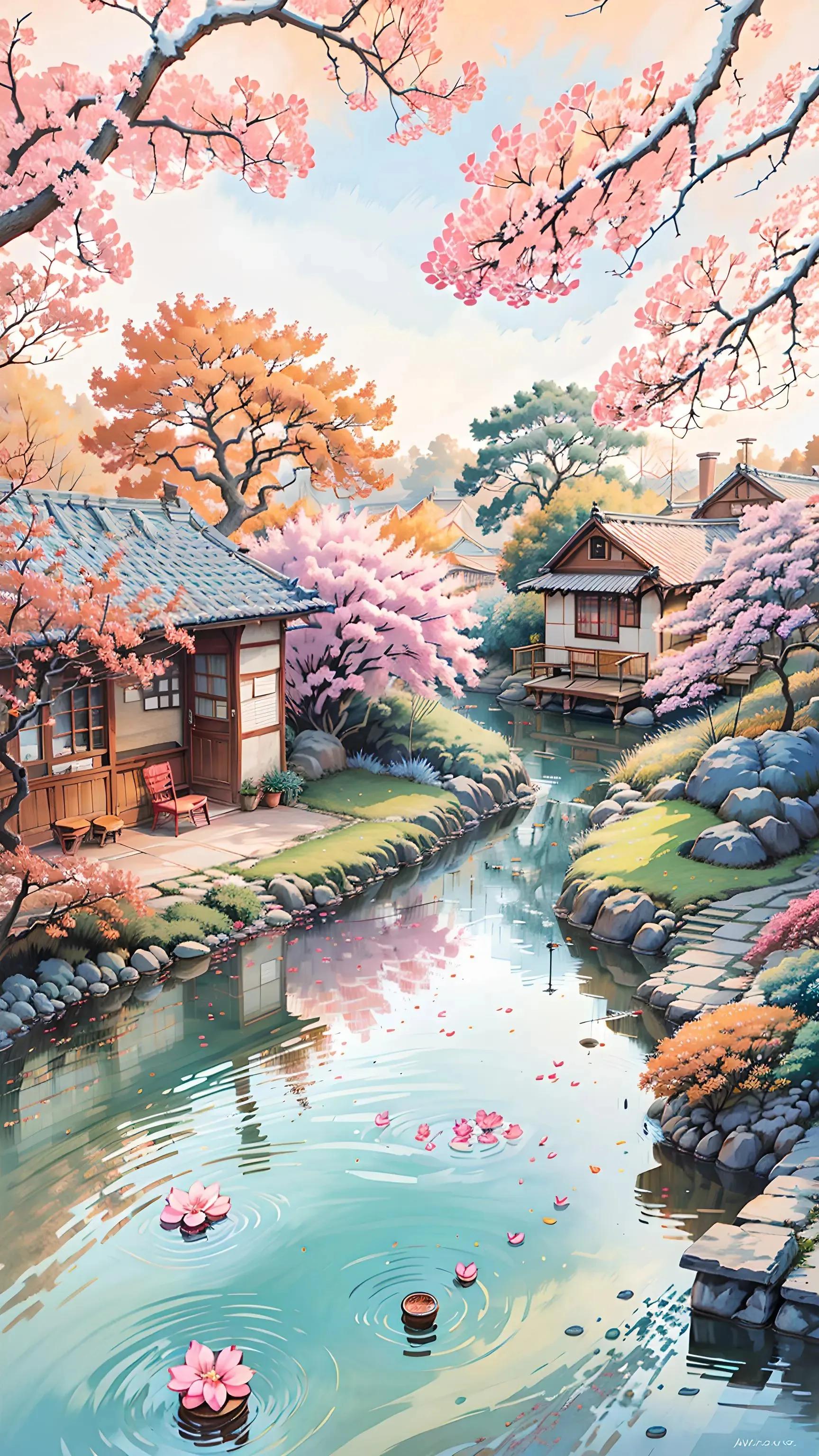 ai绘画壁纸之中式庭院