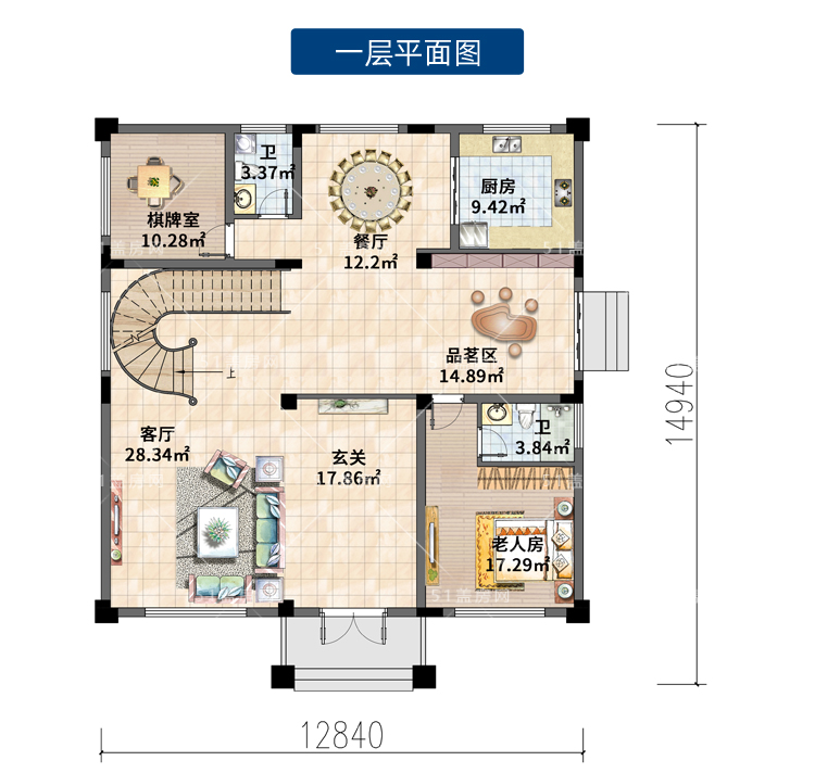 农村三间房设计平面图图片